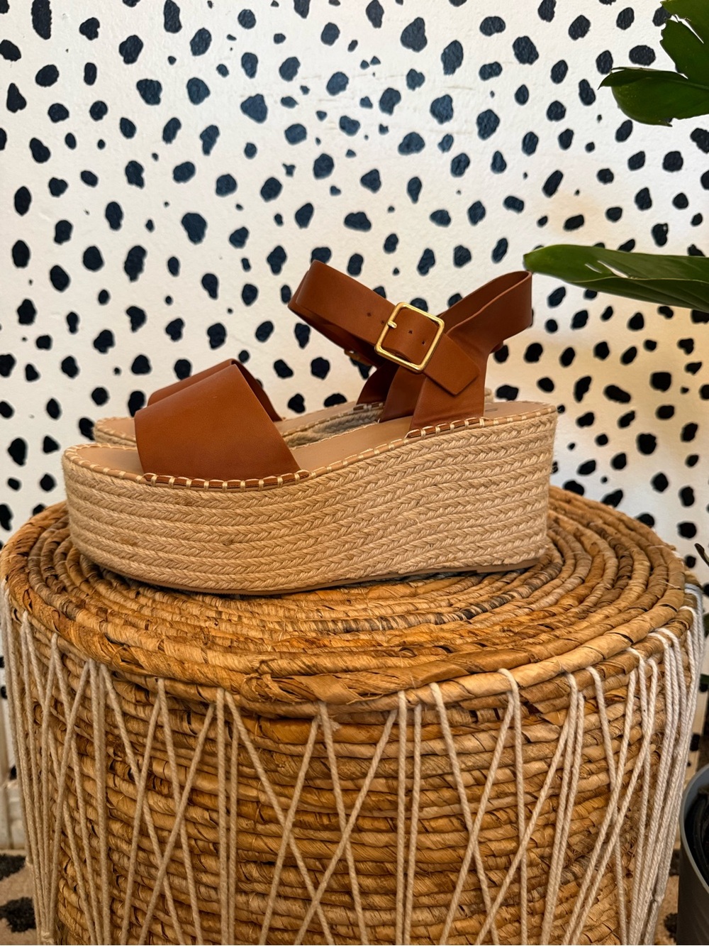 Soda Brown Espadrille Platform Wedge Sandals - Picture 2 of 5